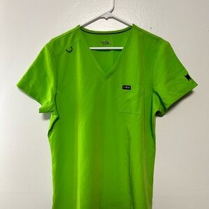 FIGS Women's V-Neck Scrub Top in Lime Green